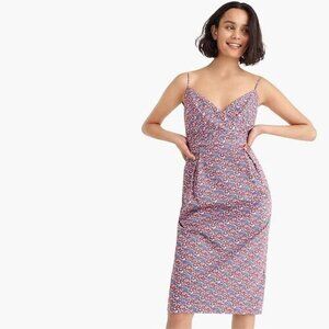 J.Crew x Liberty 10 Spaghetti Strap Dress Betsy Ann Floral Print Blue Red